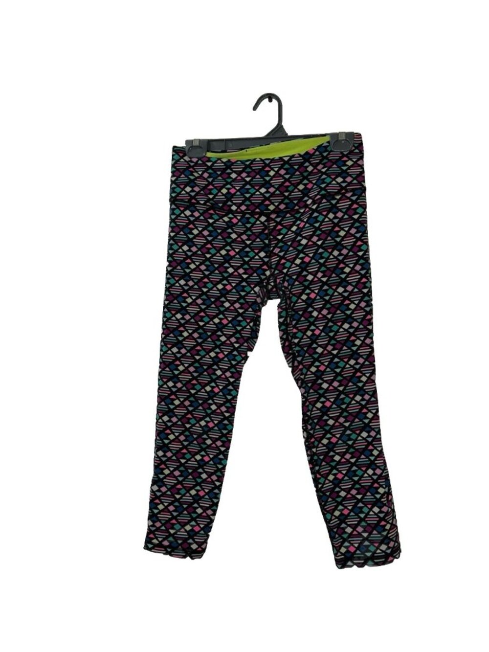 Knockout By Victoria's Secret Crop Yoga Pants Womens Sz M Black Neon Geometric